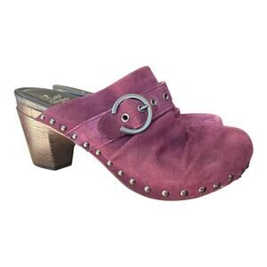 Dansko Nadine Clog Heel Purple Suede Women size 38 US 7.5-8